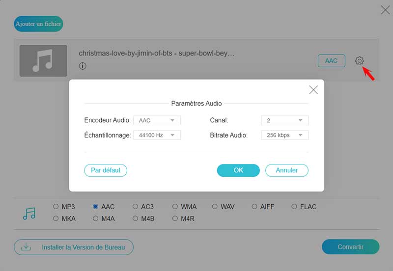 Configurer les paramètres AAC