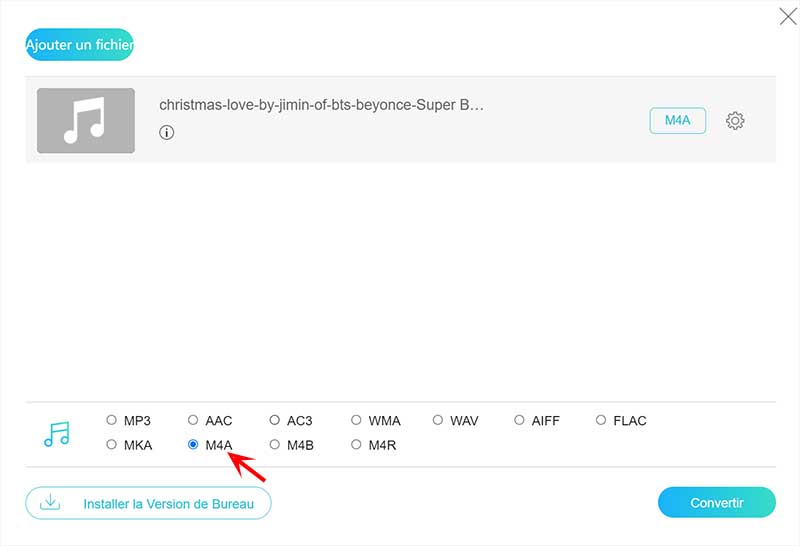 Convertir l'audio en M4A