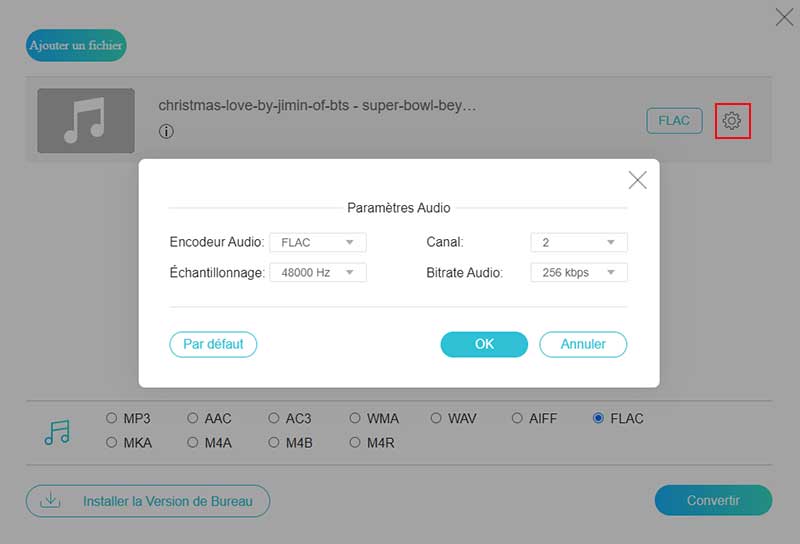 Paramètres audio FLAC