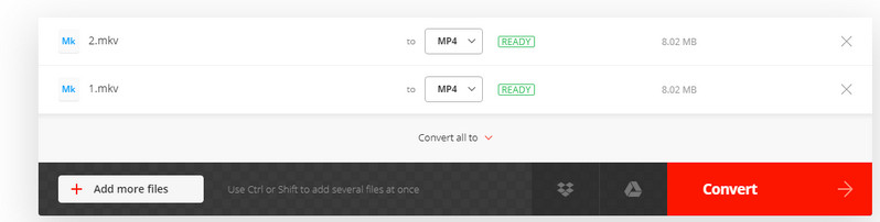 Convertio : MKV en MP4