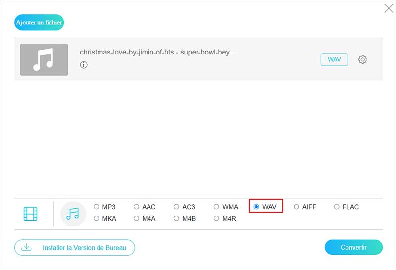 Convertir l'audio en WAV