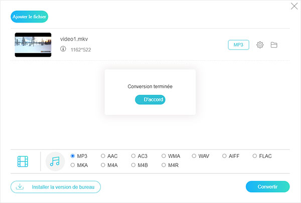 Conversion MKV en MP3