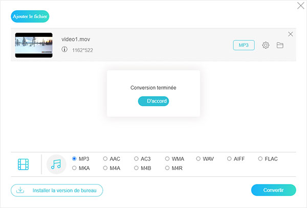 Conversion MOV en MP3