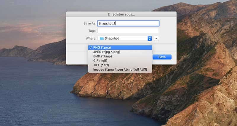 Enregistrer la capture d'écran Mac