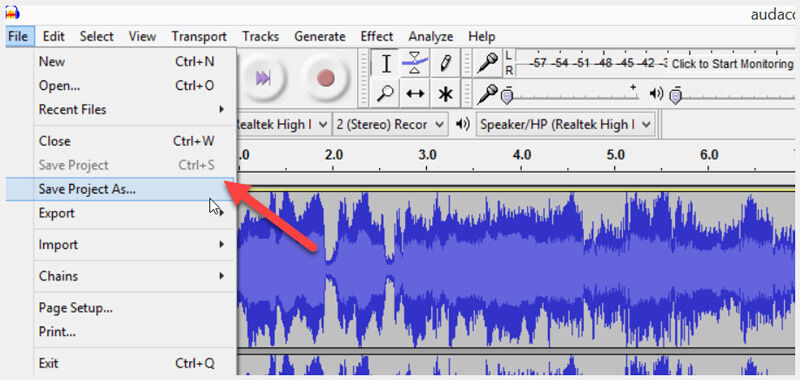 Enregistrer l'audio dans Audacity