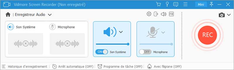 Enregistrement des paramètres audio