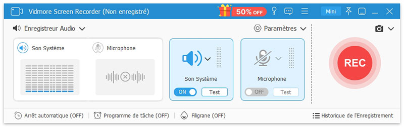 Paramètres d'enregistrement audio