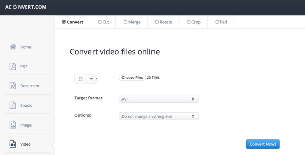 Convertir FLV en AVI avec Aconvert