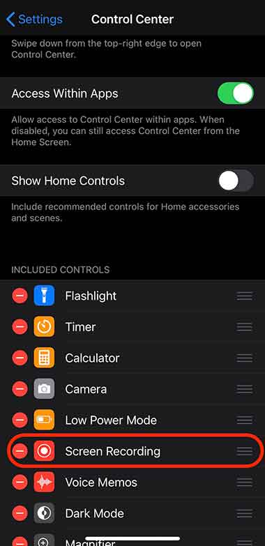 Activer l’enregistrement d’écran sur iPhone