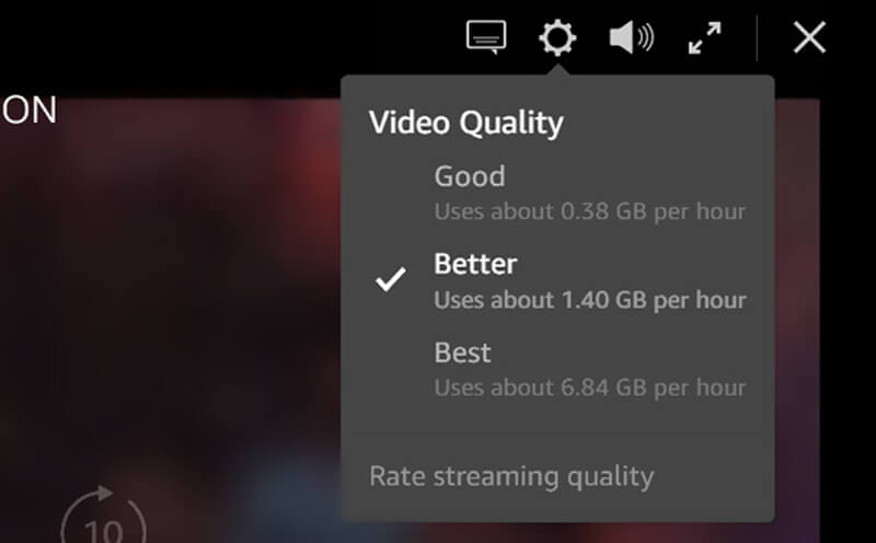 Ajuster la qualité vidéo d'Amazon Prime