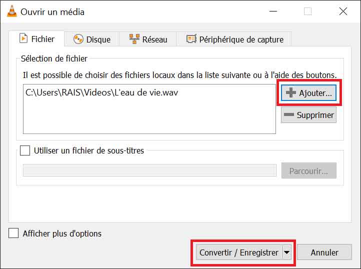 Ajouter un fichier dans VLC