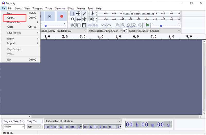 Audacity Ajouter un fichier audio