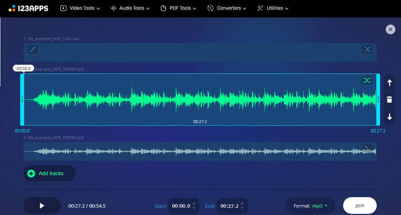 Éditeur audio de l'interface de menuisier audio