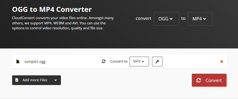 Convertisseur d'OGG en MP4 avec CloudConvert