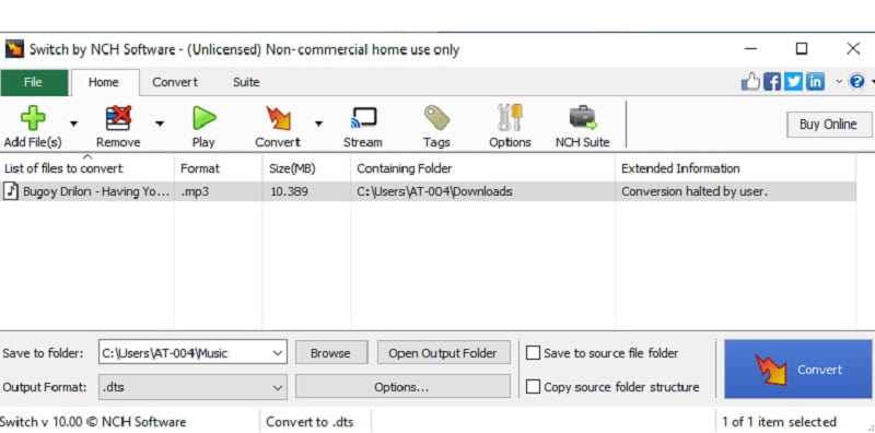 Convertir AAC en DTS SwitchConverter