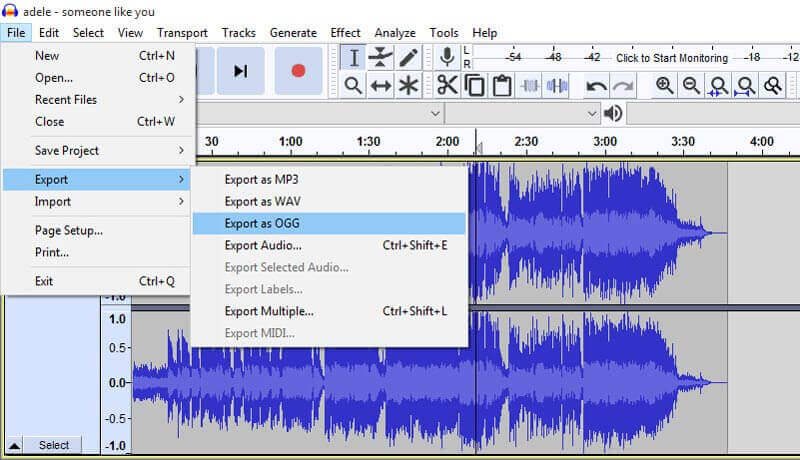 Convertir MP3 en OGG avec Audacity