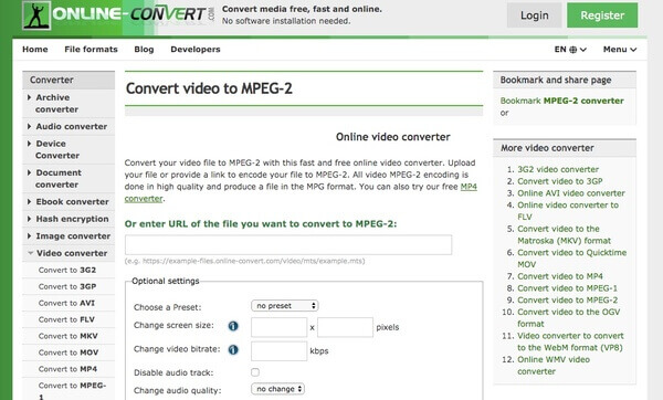 Convertir MP4 en MPEG avec Convertio