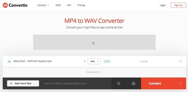 Convertir MP4 en WAV avec Convertio