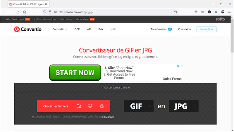 Convertir GIF en JPG avec Convertio