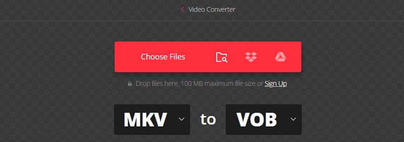 Convertir MKV en VOB avec Convertio