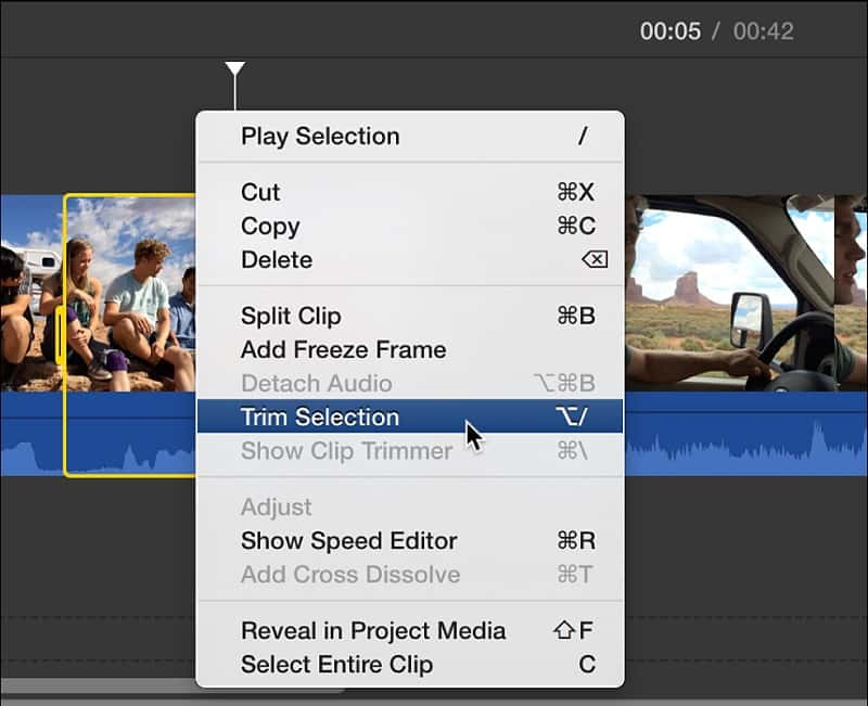 Couper le fichier MTS iMovie