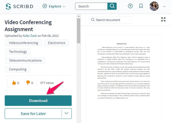 Télécharger les documents Scribd