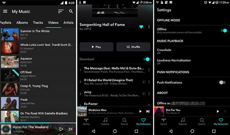 Télécharger de la musique Tidal sur Android