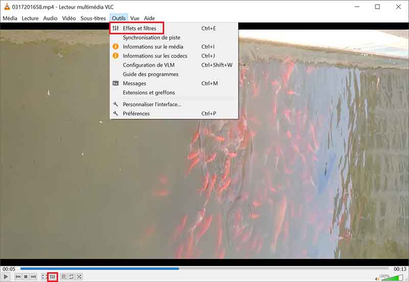 Effets et filtres dans VLC
