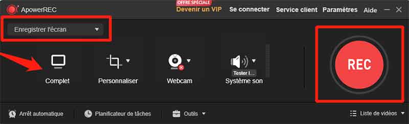 Enregistrer l'écran sur ApowerREC