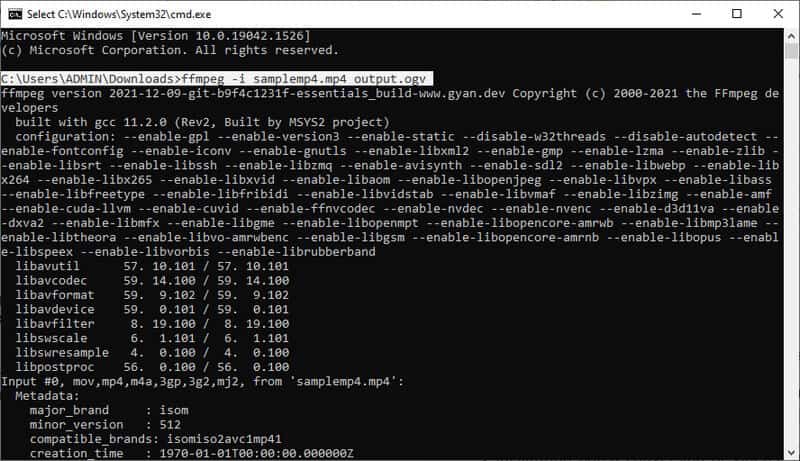 Conversion FFMPEG