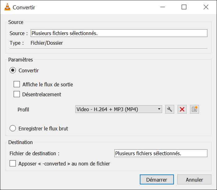 Fusionner des fichiers avec VLC