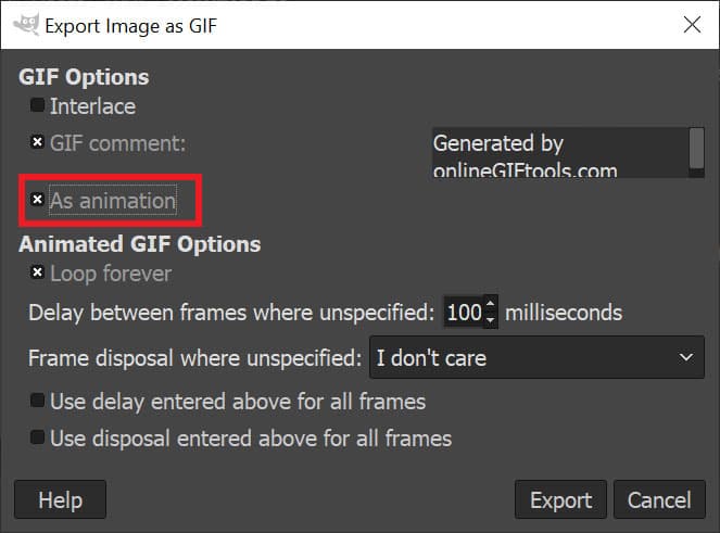 Exporter l'image GIF rognée