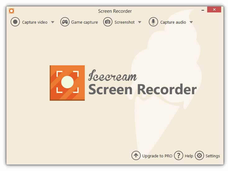 Interface de Icecream Screen Recorder