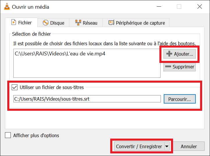 Incruster les sous-titres dans une vidéo MP4 avec VLC