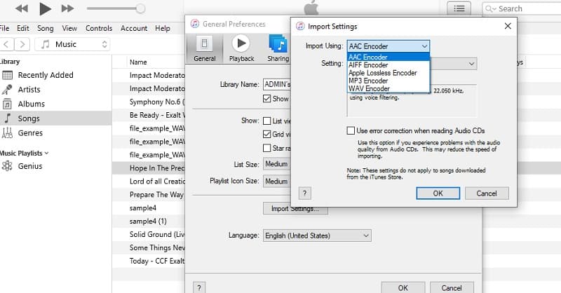 iTunes Convertir des fichiers audio