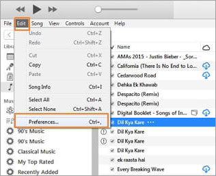 Modifier les préférences sur iTunes