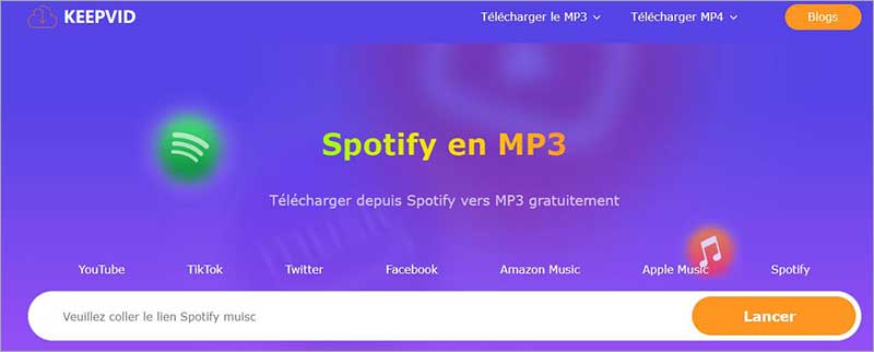Convertir la musique Spotify en MP3 avec Keepvid.ch