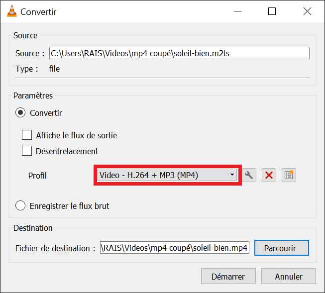 Convertir M2TS en MP4 avec VLC