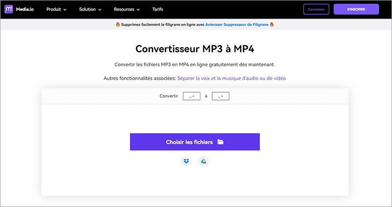 Convertir MP3 en MP4 gratuitement avec Media.io