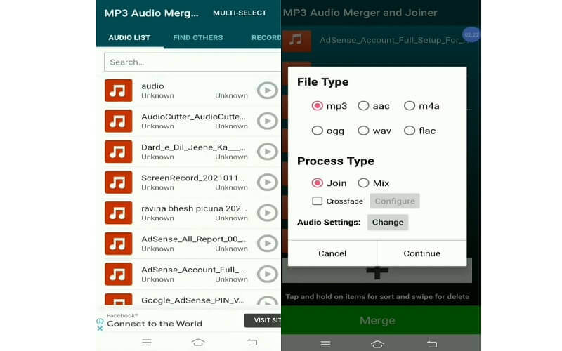MP3 Audio Merger et Joiner Audio Mixer