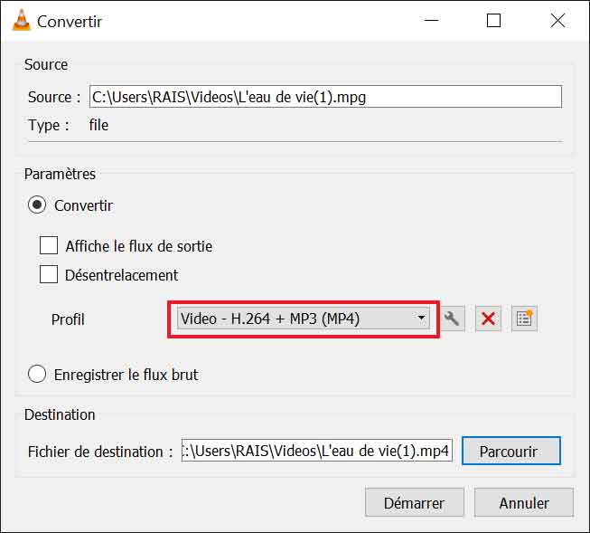 Convertir MPEG en MP4 avec VLC