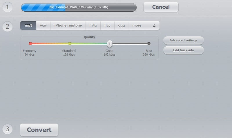 Convertisseur audio en ligne Convertir WAV en MP3