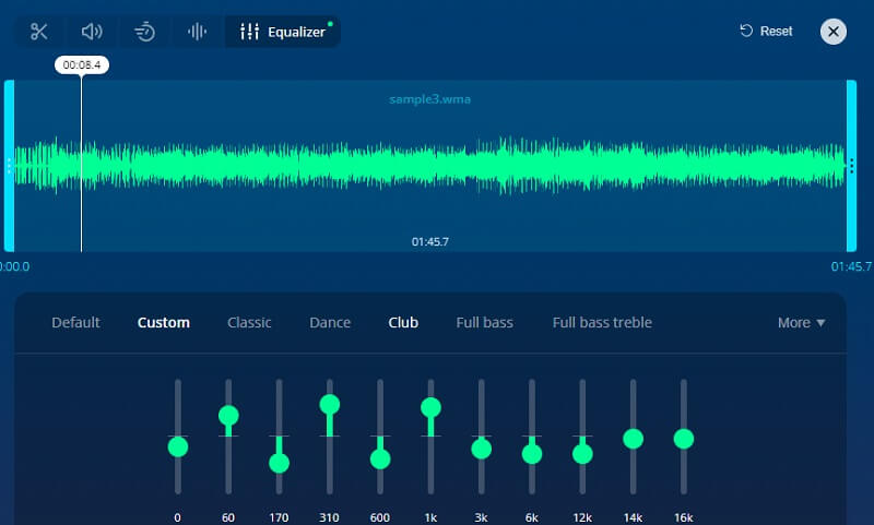 Interface d'égaliseur audio en ligne