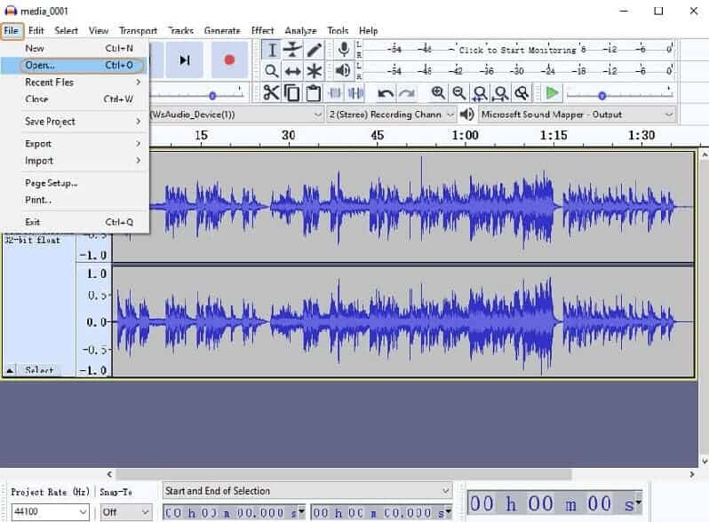 Convertir avec Audacity