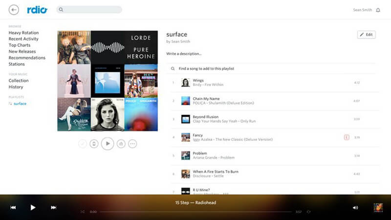 Téléchargement de musique Rdio