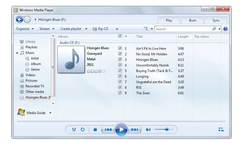 Extraire un CD à l'aide du lecteur Windows Media