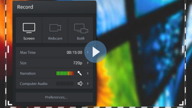 Interface de Screencast O Matic