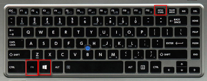 Capture d'écran Toshiba avec raccourcis clavier