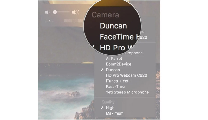 Sélectionnez un appareil iOS à partir de Quicktime sur Mac