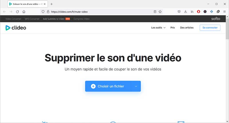 Clideo supprimer le son vidéo